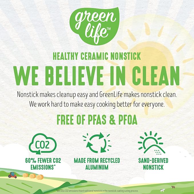 GreenLife Soft Grip Healthy Ceramic Nonstick 12 Piece Kitchen Cookware Pots and - Image 4
