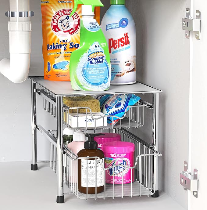 Simple Houseware Stackable 2 Tier Sliding Basket Organizer Drawer - Image 8