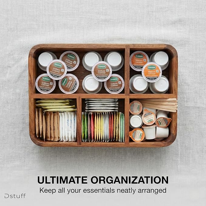 Dstuff Acacia Wood Coffee Station Organizer - Image 9