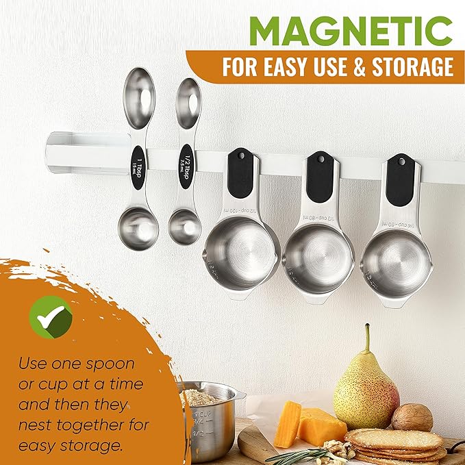 Spring Chef Magnetic Measuring Cups & Spoons Set, Strong N45 Magnets, Heavy - Image 4