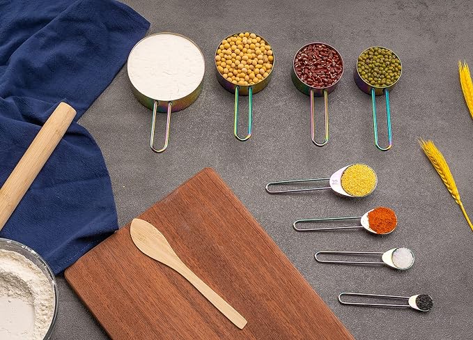 WELLSTAR Measuring Cups and Spoons Set of 8, Food Grade 18/8 Stainless Steel - Image 8