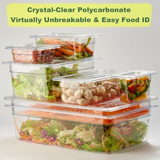 CURTA 6-Pack 1/6 Size 4" Deep NSF Polycarbonate Food Pans | Dishwasher & - Image 6