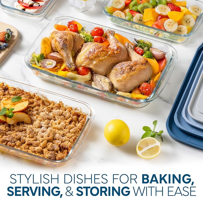 COOK WITH COLOR 8-Piece Deep Glass Baking Dish Set with Plastic Lids – - Image 2