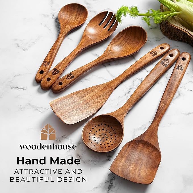 Wooden Spoons for Cooking – Wooden Kitchen Utensils Set - Image 6
