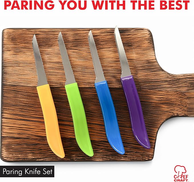 Chef Craft Select Paring Knife Set, 2.5 inch blade 6 inch in length 4 piece set - Image 2