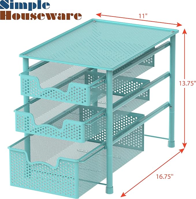 Simple Houseware Stackable 3 Tier Sliding Basket Organizer Drawer - Image 3