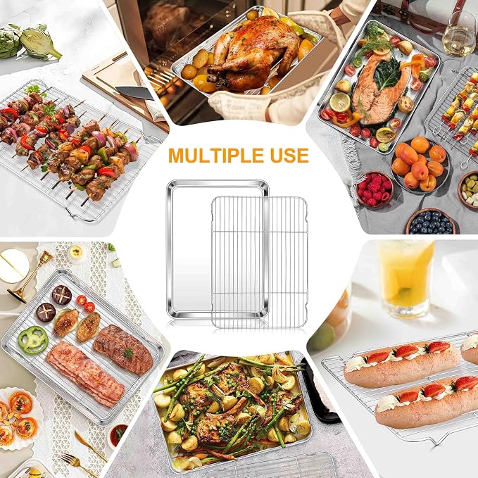 Homikit Baking Half Sheet with Rack, Metal Bacon Tray with Wire Cooling Rack - Image 6
