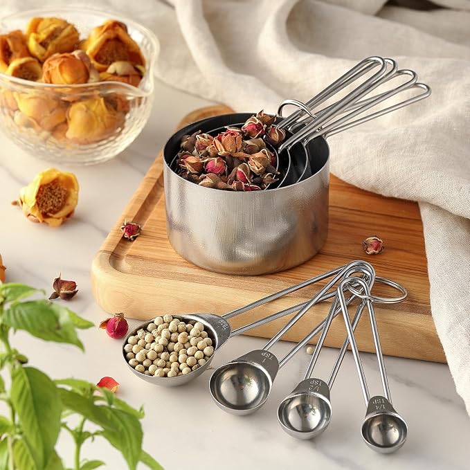 8PCS Measuring Cups, OHOLA Stainless Steel Measuring Cups and Spoons Set - Image 5
