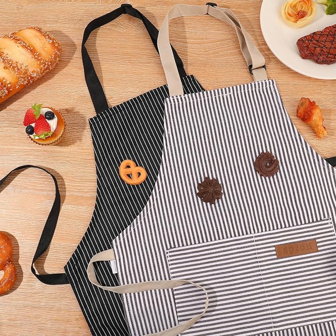 2 Pack Stripes Kids Apron, Kids Cooking Aprons - Image 8
