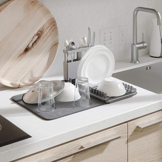 Umbra Udry Dish Rack and Microfiber Drying Mat – Space-Saving Design Folds Up - Image 7