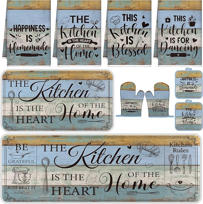 Fourluoo 10 Pcs Farmhouse Kitchen Decor and Accessories Set 4 Kitchen Towels 2 by Fourluoo