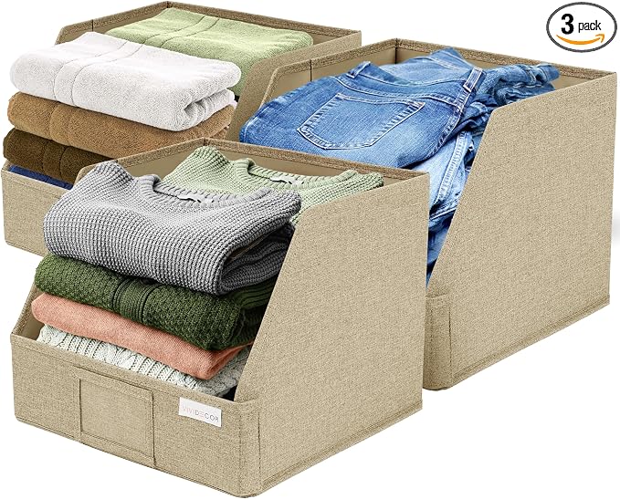 VIVIDECOR Open Front Storage Cubes 12x12x10 – Trapezoid Closet Shelf Bins by VIVIDECOR