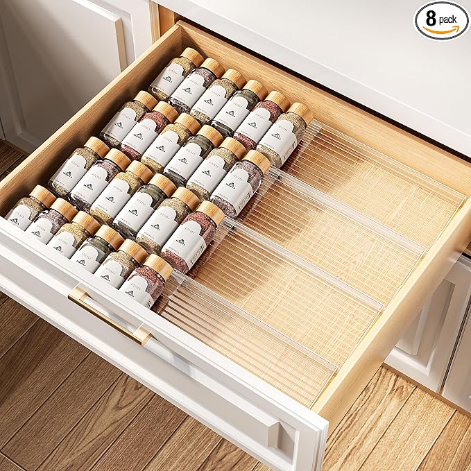 MUDEELA Clear Spice Drawer Organizer, 4 Tier- 2 Set Spice Rack by MUDEELA