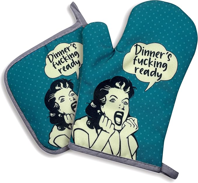 zcyhtqp, Dinner's Fxxking Ready, Funny Silicone Non-Slip Oven Mitts and Pot by zcyhtqp