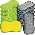 Dish Sponges Kitchen, 12 Pack Multi-Purpose Microfiber Scrub Sponge by YeahWhee