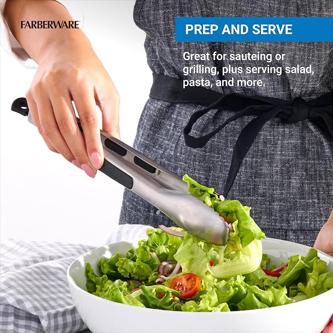 Farberware Stainless Steel Kitchen Tongs 9 Inch Locking Heat Resistant - Image 4