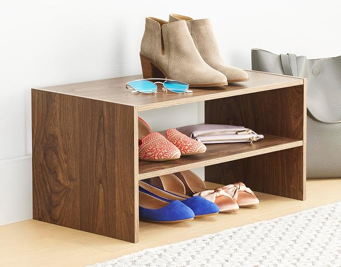 Whitmor Wood Stackable 2-Shelf Shoe Rack, 24 inches，2 Pack - Image 2