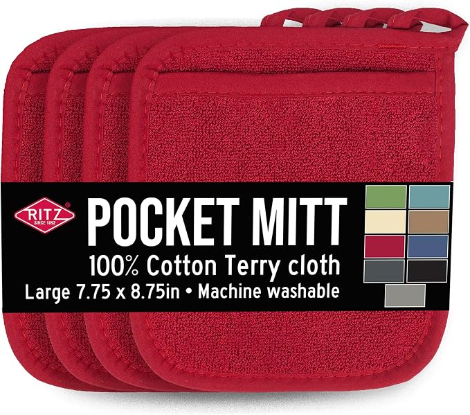 RITZ Terry Pocket Mitt & Hot Pad: Unparalleled Heat Resistant, Durable 100% by Ritz+Foodservice