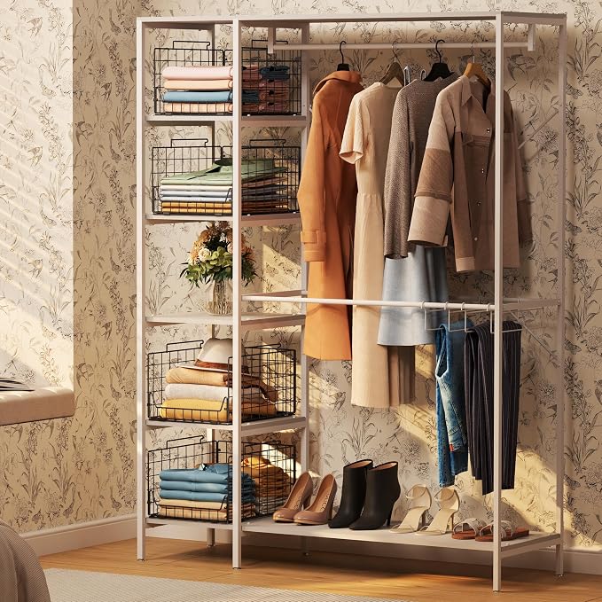 Jakyitvi 5-Tier Stackable Closet Organizer Shelf – Foldable Metal Storage Bins - Image 8