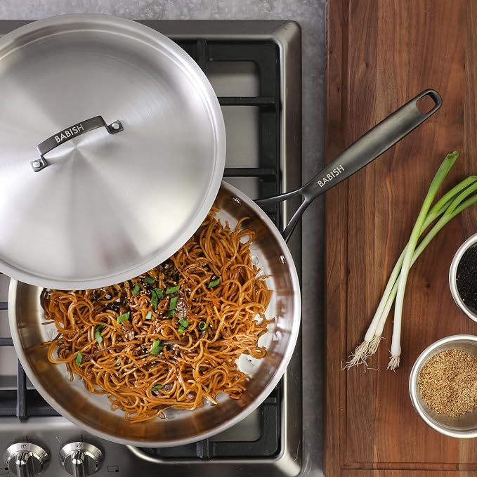 Babish 12-Inch Tri-Ply Stainless Steel Frying Pan - Image 2