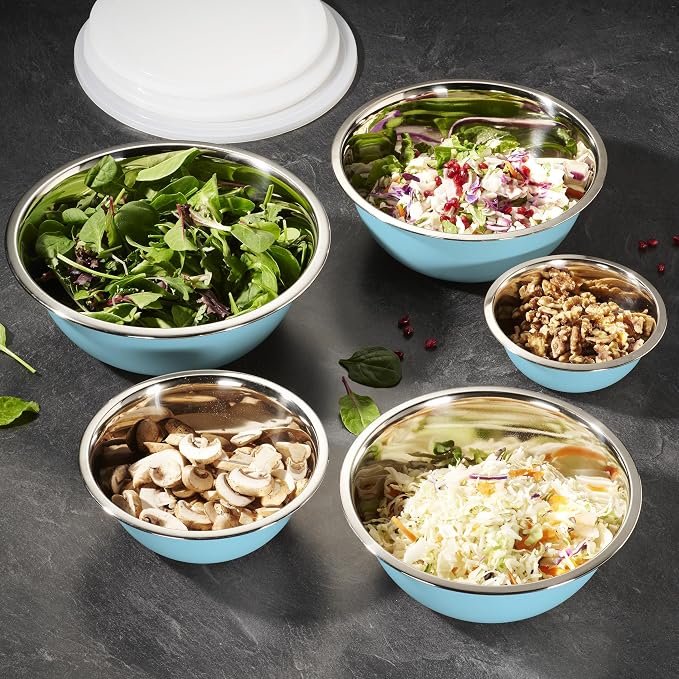 WHYSKO Stainless Steel Mixing Bowl Set, 10 Piece Stainless Steel Mixing Bowls - Image 4