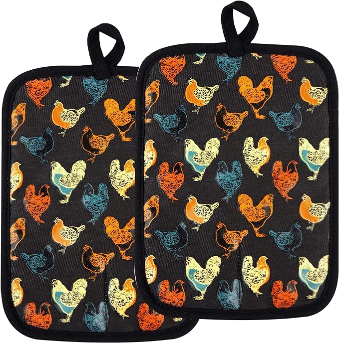 Pot Holders Set of 2 Heat Resistant 480 ℉Non Slip Clear Silicone Printed by REDLMLDETA