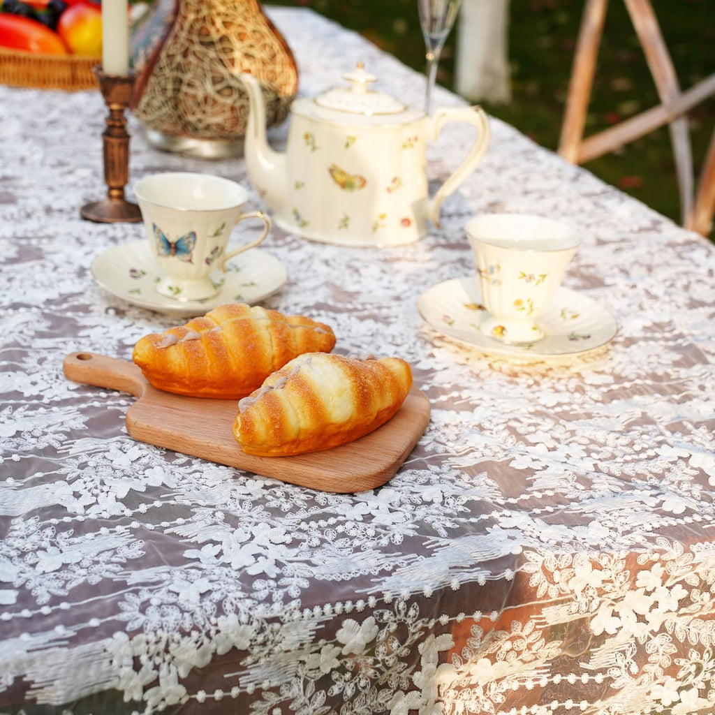 French Embroidery Lace Tablecloth - Rectangular for Coffee Tables