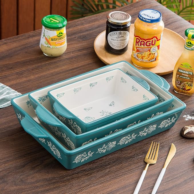 Wisenvoy Baking Dish Ceramic Lasagna Pan Casserole Dish 3-Piece Bakeware Sets - Image 7
