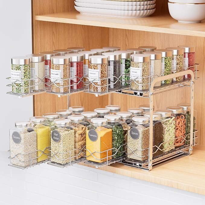 BOIVSHI Spice Rack Organizer, Heavy Duty Vertical Spice Rack Pull Out by BOIVSHI
