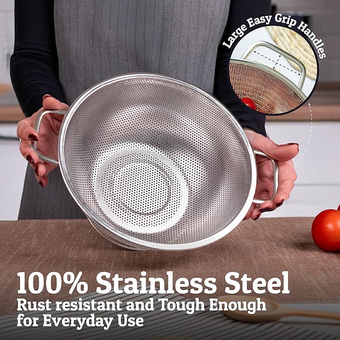 PriorityChef Premium 4 Qrt Stainless Steel Colander - Image 5