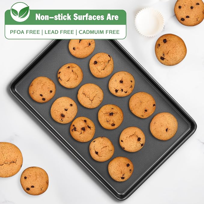 Tiawudi Baking Sheet Pan Set, 0.8mm Thick Heavy Duty Cookie Sheet - Image 3