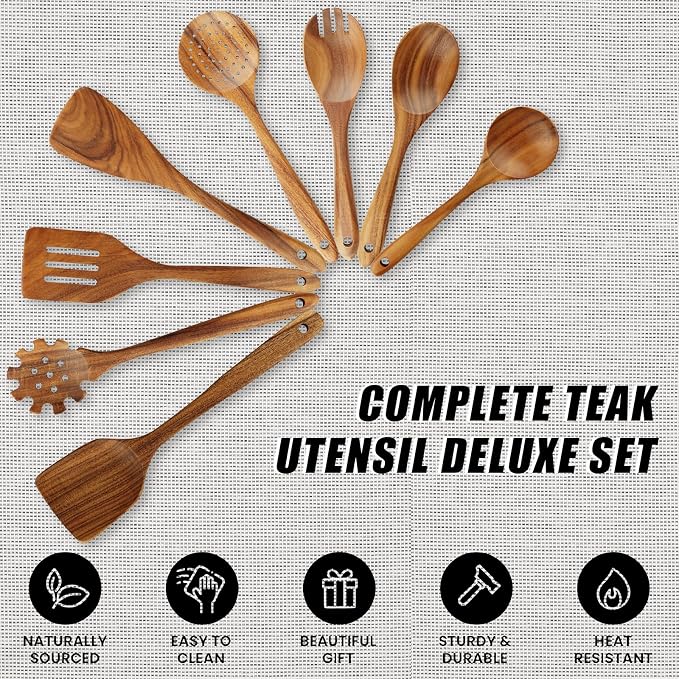 FJNATINH Wooden Spoons for Cooking, Wooden Kitchen Utensils Set for Nonstick - Image 4