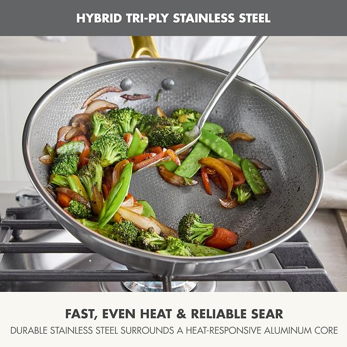 GreenPan Hybrid 11” Nonstick Stainless Steel Wok Pan, APEX Tri-Ply Thermobond - Image 3