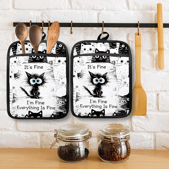 Funny Black Cat Pot Holders - Image 3