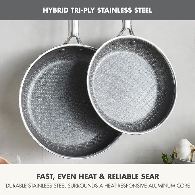 GreenPan Hybrid 9.5” & 11” Nonstick Stainless Steel Frying Pan Set, APEX - Image 6