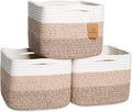 NaturalCozy Storage Cubes 9”x9”x7”Cotton Rope Woven Baskets by NaturalCozy
