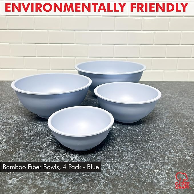 Chef Craft Eco Bamboo Fiber Mixing Bowl Set, 4 Piece Set - Image 2