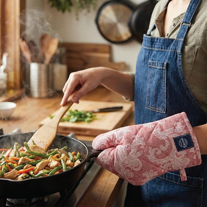 Encasa XO Heat Resistant 100% Cotton Oven Glove & Potholder Set - Image 5