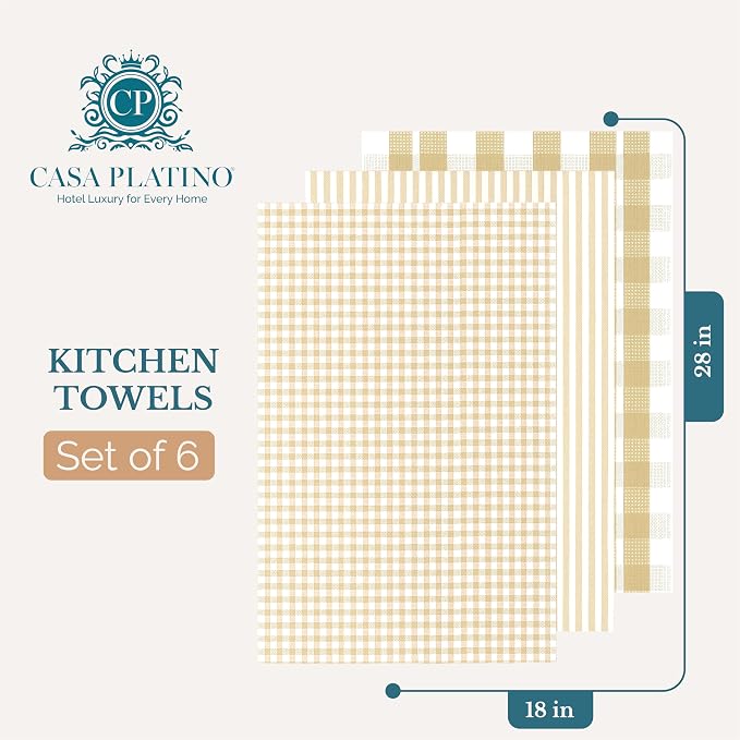Casa Platino Dish Towels for Kitchen 18" x 28", Dish Towels Set of 6 – Great - Image 2
