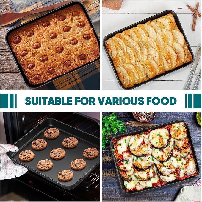 E-far Baking Sheet Set of 2, 10.5" x 8" x 1" Cookie Sheet Pan - Image 4