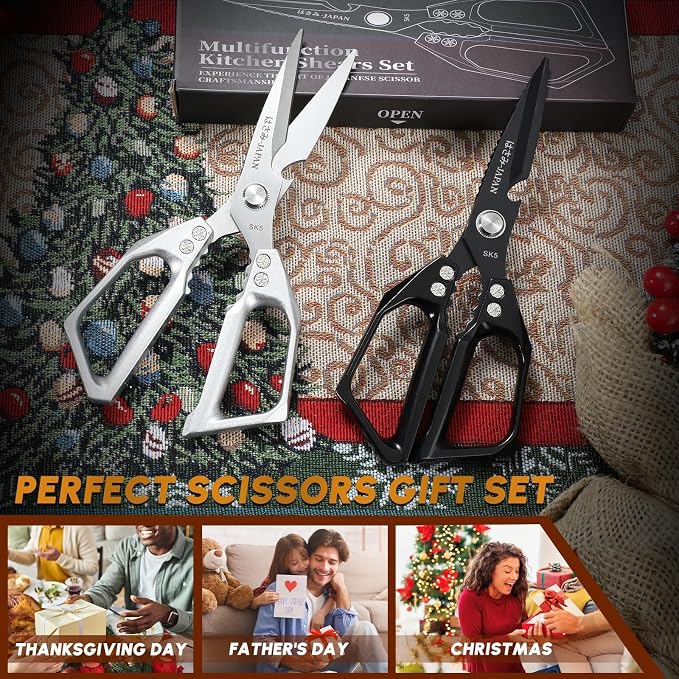Huusk Kitchen Shears Set, Heavy Duty Poultry Shears, Japanese Kitchen Scissors - Image 7