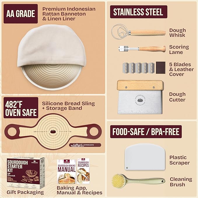 Superbaking Sourdough Starter Kit, Sourdough Bread Baking Supplies, Sourdough - Image 2