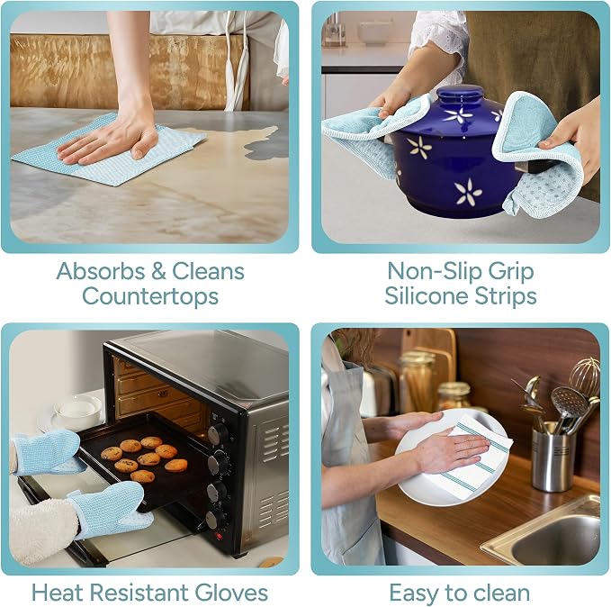 Casa Platino Oven Mitts and Pot Holders Sets, 8-Piece – 500°F Heat Resistant - Image 6
