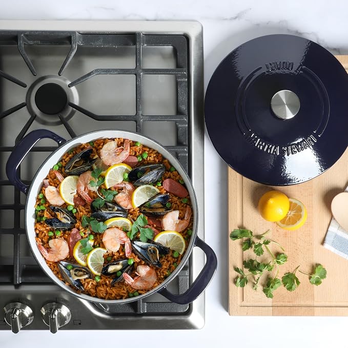 Martha Stewart Gatwick 7 QT Enamel Cast Iron Dutch Oven – Navy Blue, Heavy-Duty - Image 2