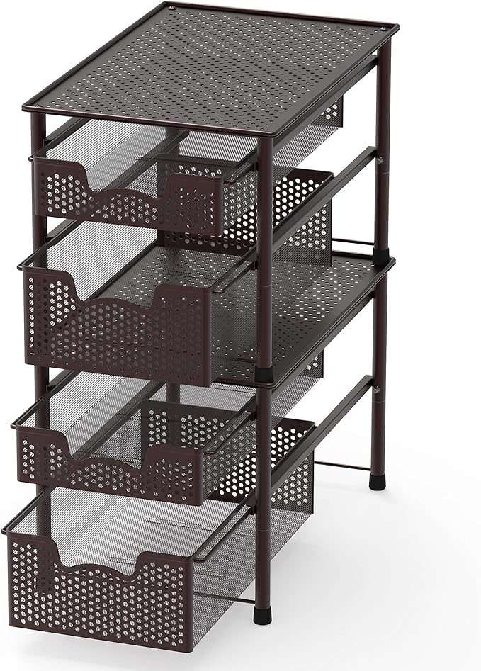 Simple Houseware Stackable 2 Tier Sliding Basket Organizer Drawer - Image 4