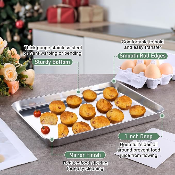Homikit Quarter Sheet Pan with Wire Rack Set, Stainless Steel Baking Tray with - Image 5