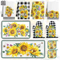 10 PCS Sunflower Plaid Kitchen Decor and Accessories - Sets 4 Kitchen