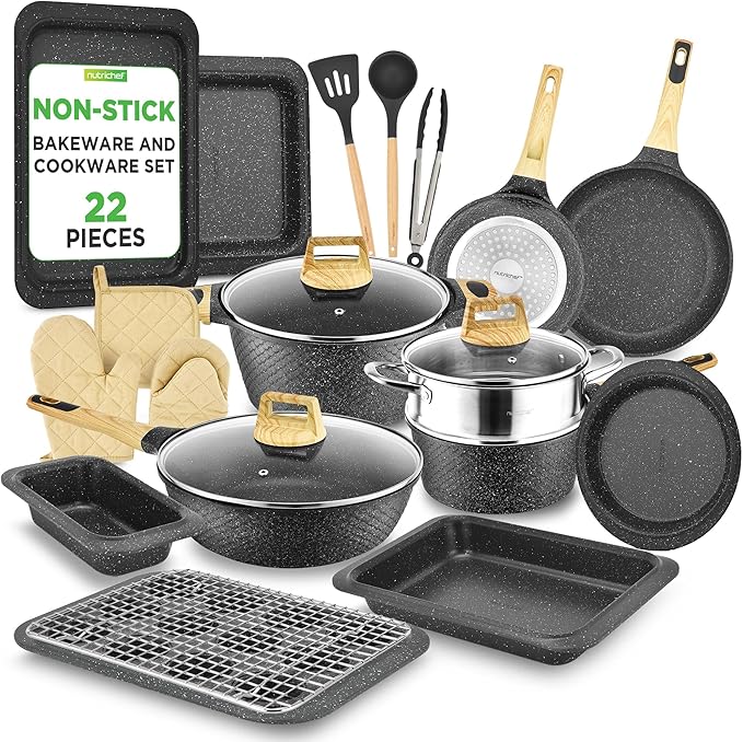 NutriChef 22‑Piece Non‑Stick Ceramic Pots and Pans Set – by NutriChef%E2%84%A2Kitchen