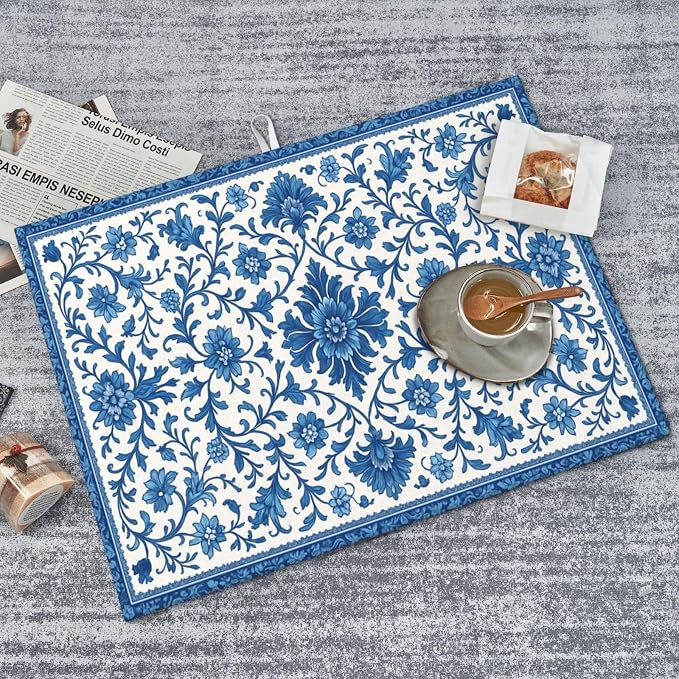 Blue and White Pattern Dish Drying Mats - Image 8