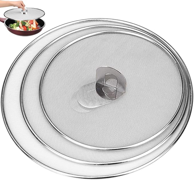 3 Pack Splatter Screen for Frying Pan 13" 11.5" 9.8" Stainless Steel Grease - Image 9